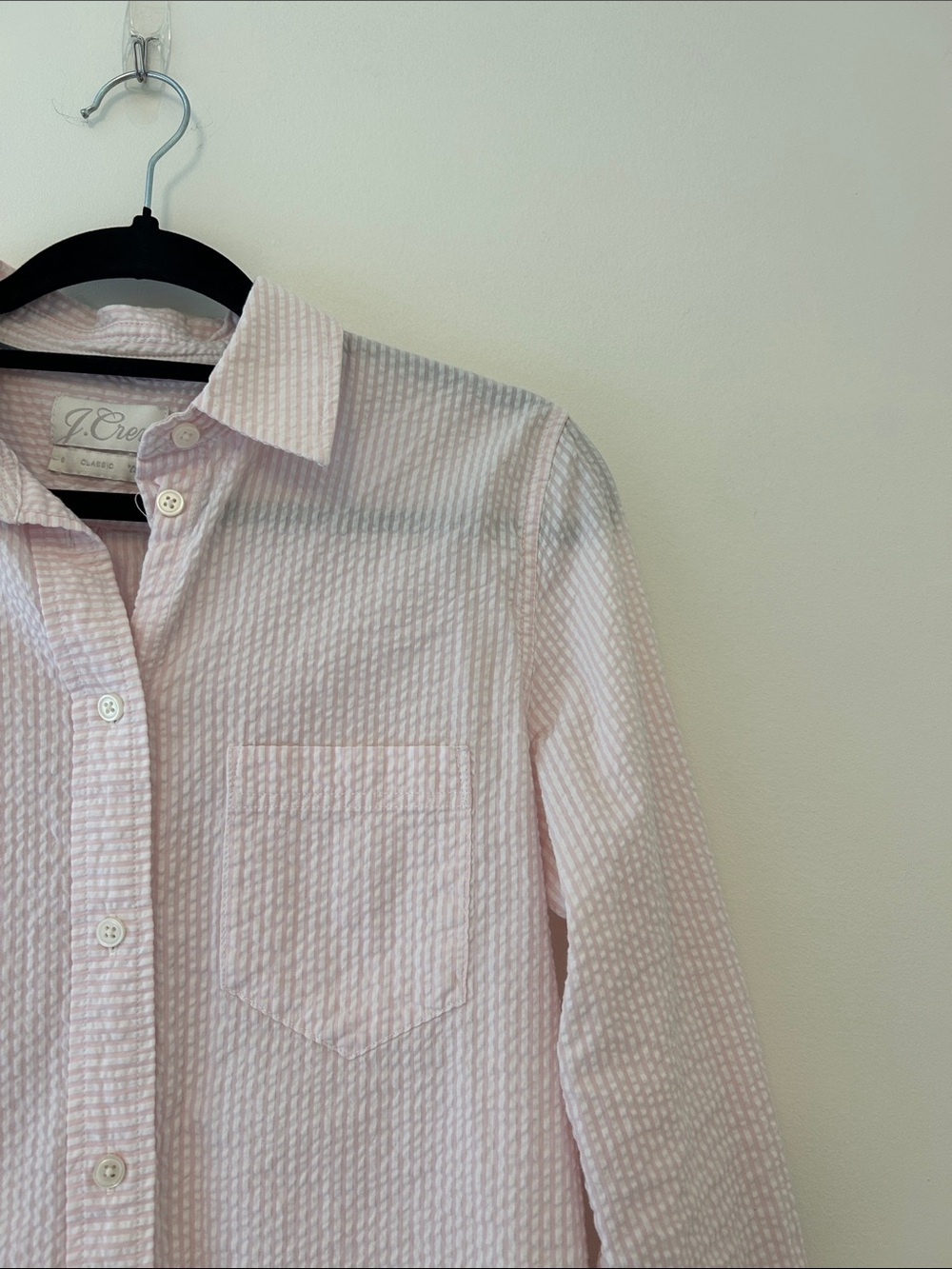 J. Crew Classic Fit Button Down Shirt in Pink and White Seersucker